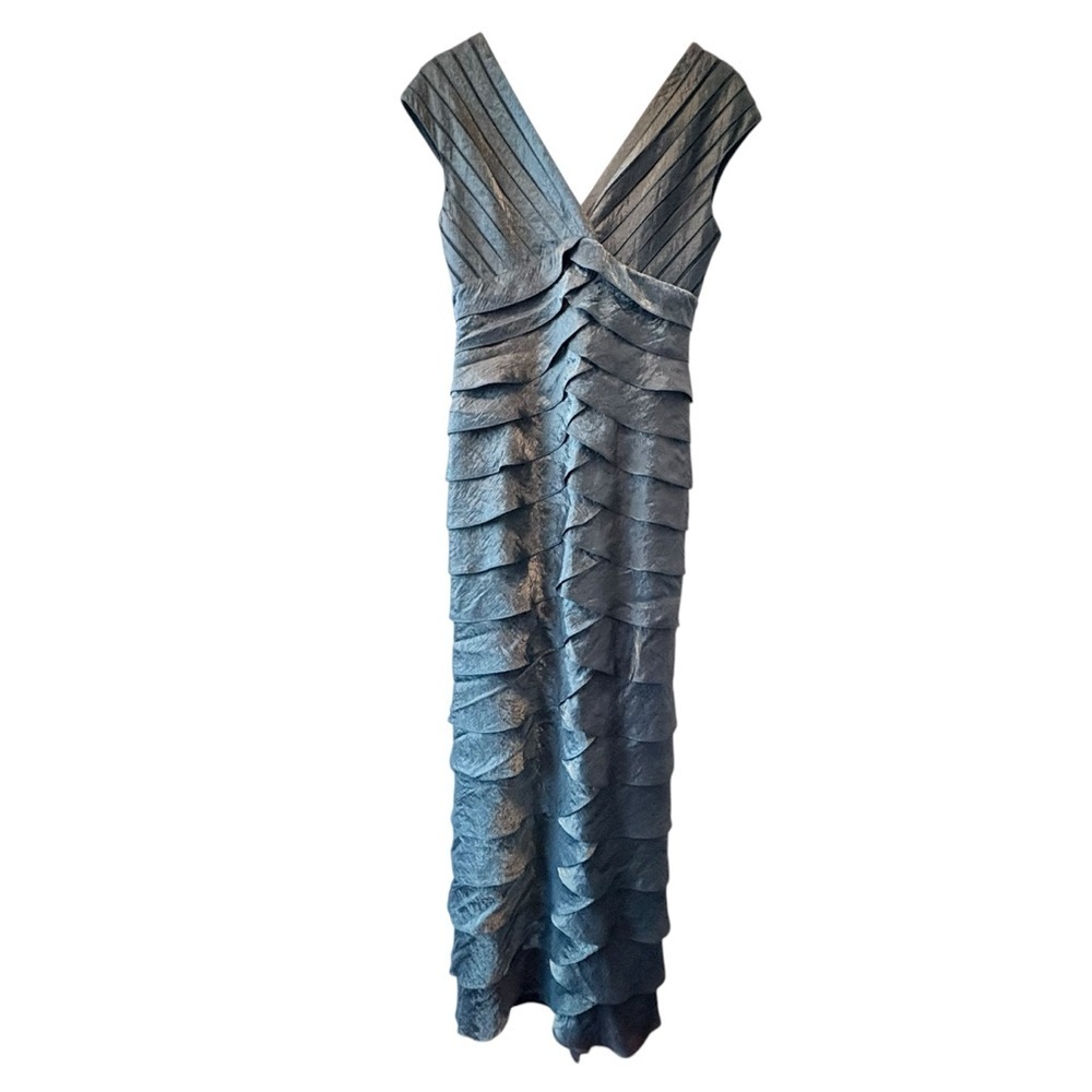 Adrianna Papell Dark Navy Shimmer Layered Maxi Dress